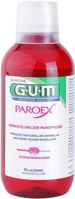 G.U.M Paroex antibakterielles Mundwasser vor und nach chirurgischen Eingriffen