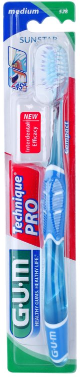 G.U.M Technique PRO Compact escova de dentes de viagem com tampa medium