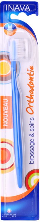 Inava Orthodontie Children's Toothbrush for Users of Fixed Braces with Travel Cover Junior