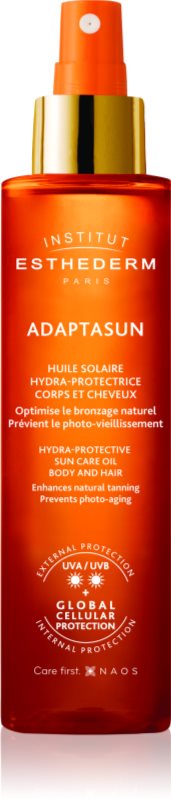Institut Esthederm Sun Care óleo solar para corpo e cabelo com proteção UV média
