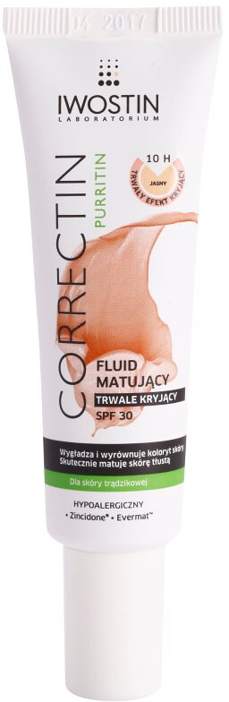 Iwostin Purritin Correctin masca de acoperire mata pentru piele cu acnee SPF 30