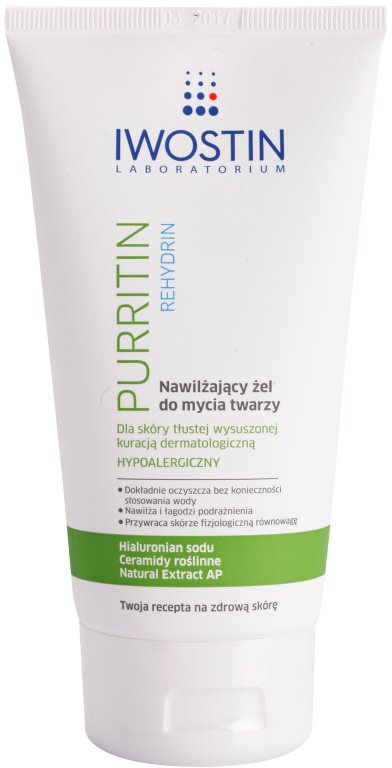 Iwostin Purritin Rehydrin vlažilni gel za umivanje za izsušeno in razdraženo kožo zaradi zdravljenja aken