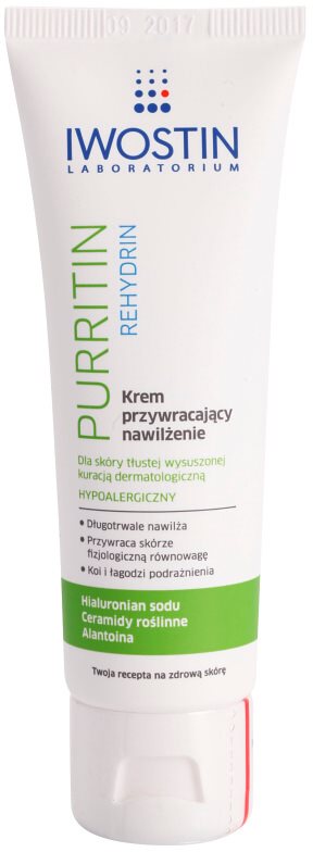Iwostin Purritin Rehydrin hydratační krém pro pleť vysušenou a podrážděnou léčbou akné