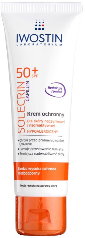 Iwostin Solercin Capillin crema protectoare pentru pielea cu probleme de vascularizare SPF 50+