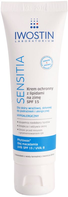 Iwostin Sensitia creme de proteção com lipídios contra o frio e vento SPF 15