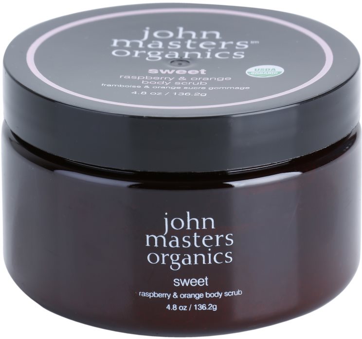 John Masters Organics Sweet Raspberry & Orange exfoliant corp pentru piele neteda si delicata