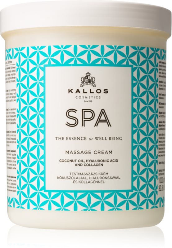 Kallos BodyArt crema para masaje con aceite de coco, ácido hialurónico y colágeno