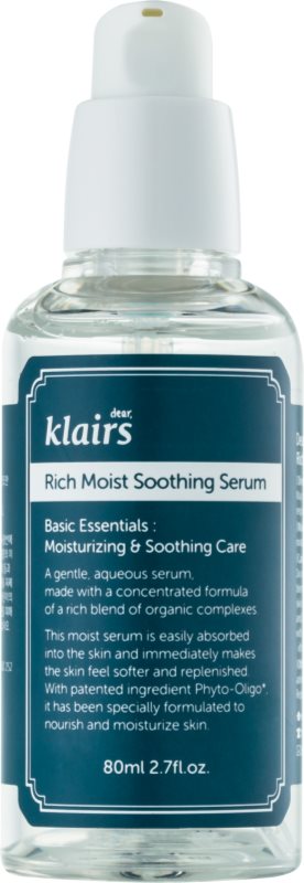 Klairs Rich Moist pomirjajoči serum za obraz z vlažilnim učinkom