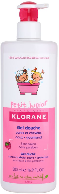 Klorane Junior гель для душу для тіла та волосся з ароматом малини