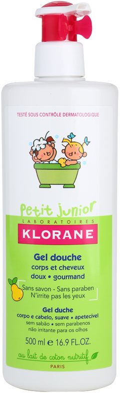 Klorane Junior gel doccia per corpo e capelli con aroma di pera