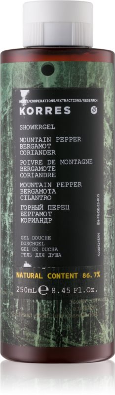 Korres Mountain Pepper, Bergamot & Coriander gel za prhanje za moške 250 ml