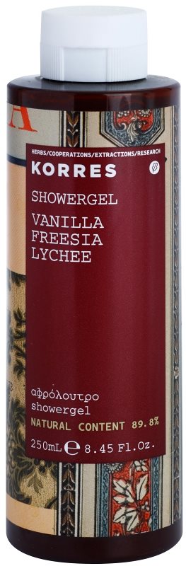 Korres Vanilla, Freesia & Lychee tusfürdő nőknek 250 ml