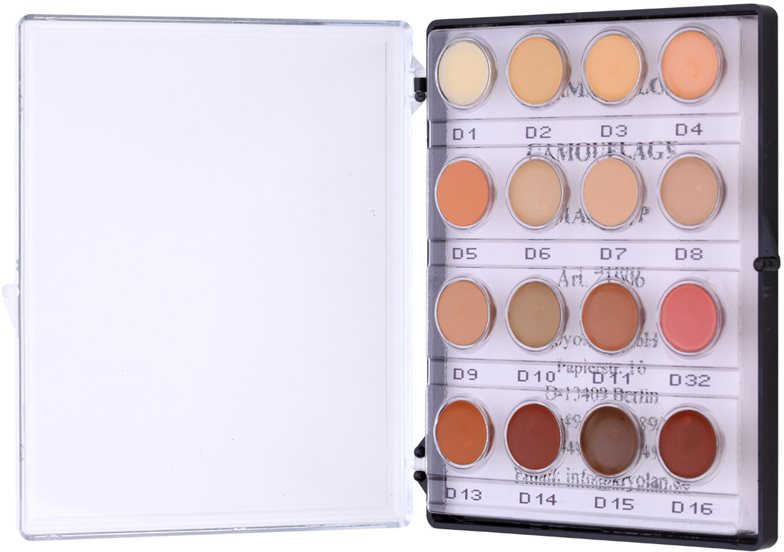Kryolan Dermacolor Camouflage System mini paleta krémových korektorů s vysokým krytím 16 barev