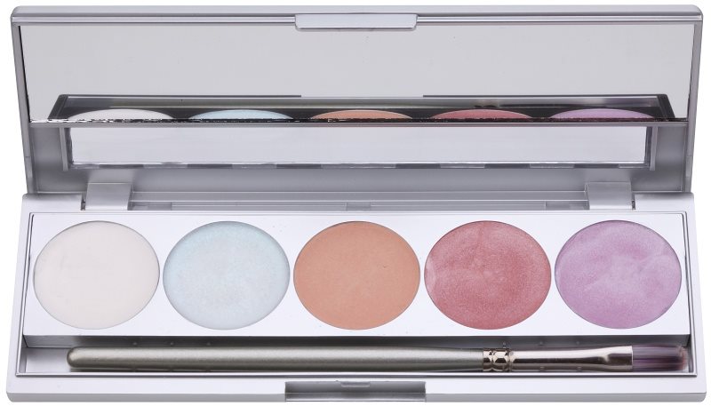 Kryolan Basic Face & Body paleta osvetljevalcev za obraz in telo 5 barv z ogledalom in aplikatorjem