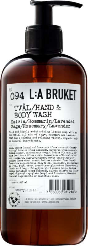 L:A Bruket Body Flüssigseife mit Salbei, Rosmarin und Lavendel für Hände und Körper