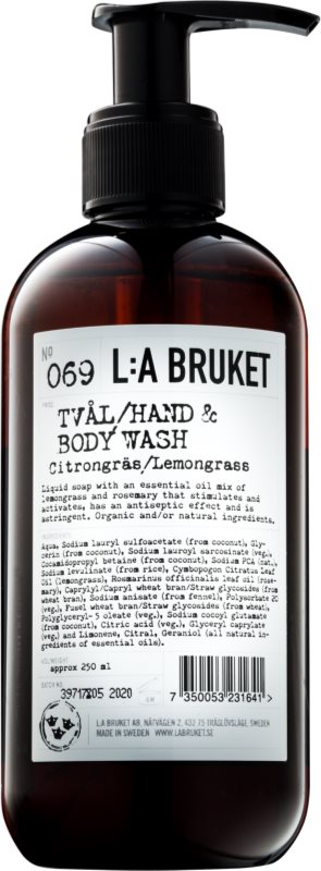 L:A Bruket Body săpun lichid cu lemon grass pentru maini si corp