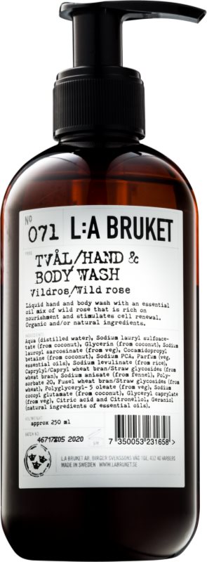 L:A Bruket Body Wild Rose Liquid Soap for Hands and Body