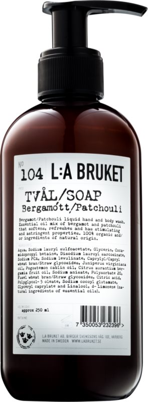 L:A Bruket Body Săpun lichid cu bergamot si patchouli pentru maini si corp