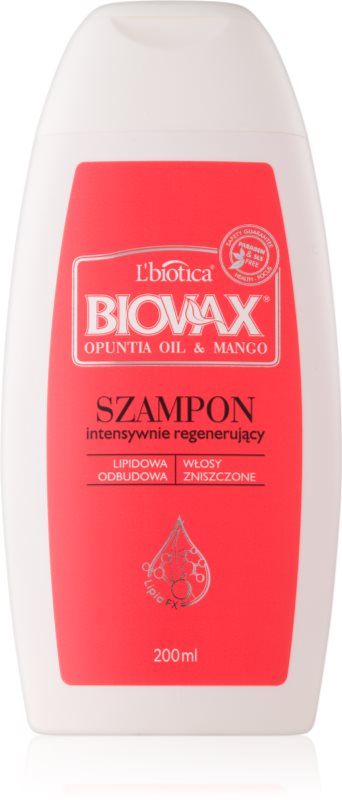 L’biotica Biovax Opuntia Oil & Mango regenerační šampon pro poškozené vlasy
