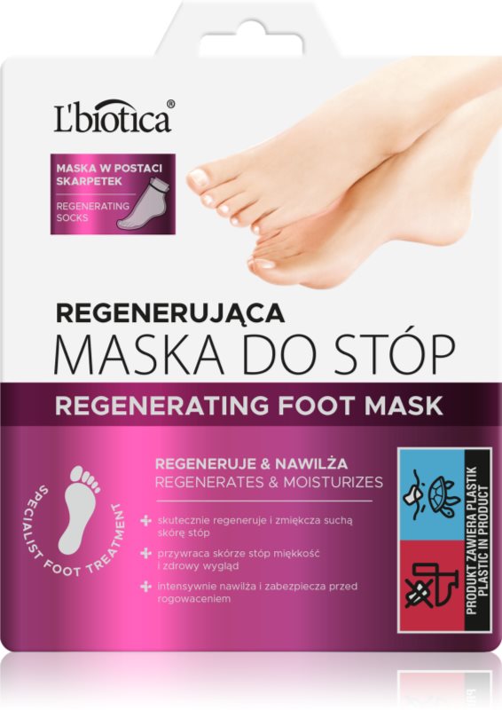 L’biotica Masks regenerační maska na chodidla ve formě ponožek