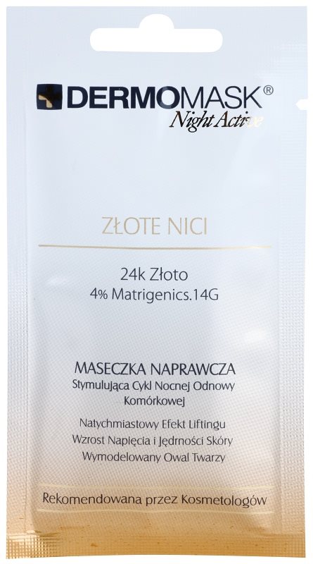 L'biotica DermoMask Night Active lifting in učvrstitvena maska z 24-karatnim zlatom
