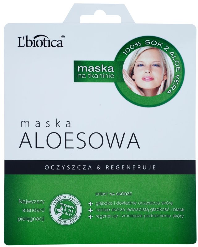L’biotica Masks Aloe Vera plátýnková maska s regeneračním účinkem