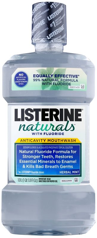 Listerine Naturals Herbal Mint antiseptická ústní voda s fluoridem