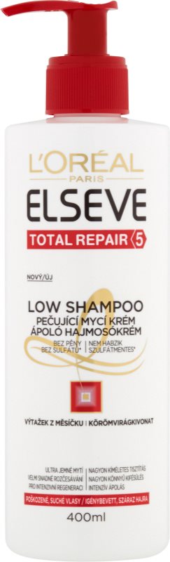 L’Oréal Paris Elseve Total Repair 5 Low Shampoo pečující mycí krém pro suché a poškozené vlasy