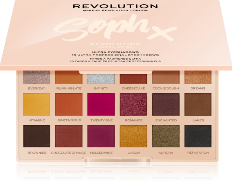 Makeup Revolution Soph X Extra Spice paleta de sombras de ojos con un espejo pequeño