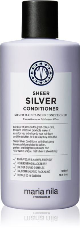 Maria Nila Sheer Silver Feuchtigkeit spendender Conditioner zum Neutralisieren von Gelbstich ohne Sulfat und Parabene