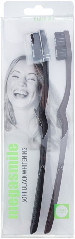 Megasmile Black Whitening Soft zubní kartáček s aktivním uhlím pro citlivé zuby