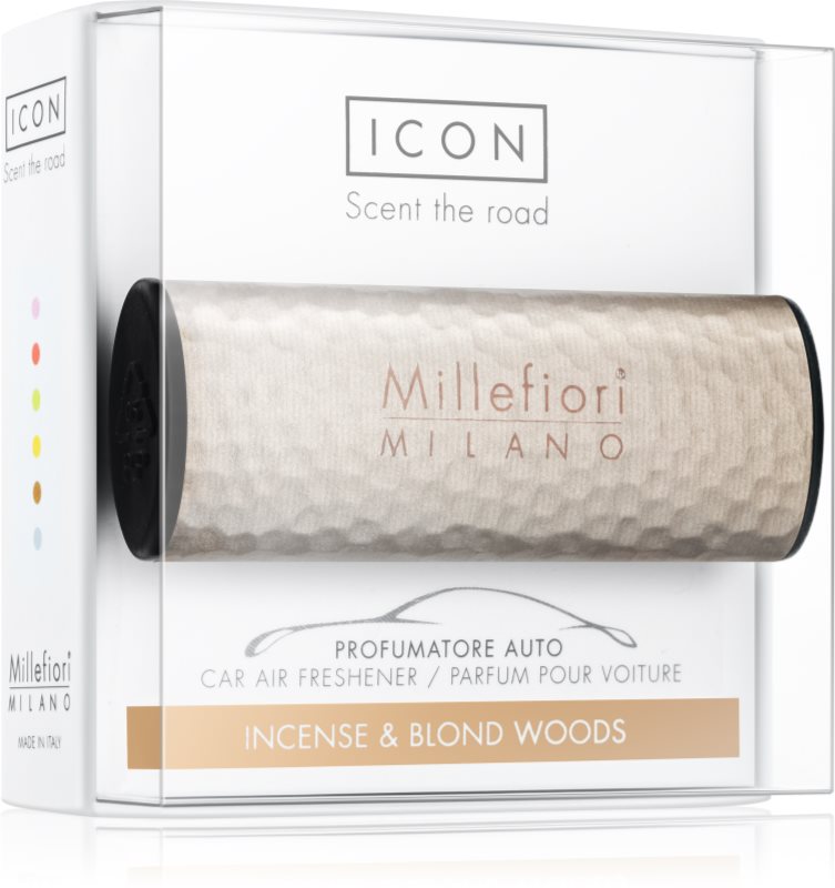 Millefiori Icon Incense & Blond Wood parfum pentru masina Hammered Metal