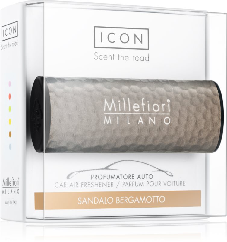 Millefiori Icon Sandalo Bergamotto Car Air Freshener Hammered Metal