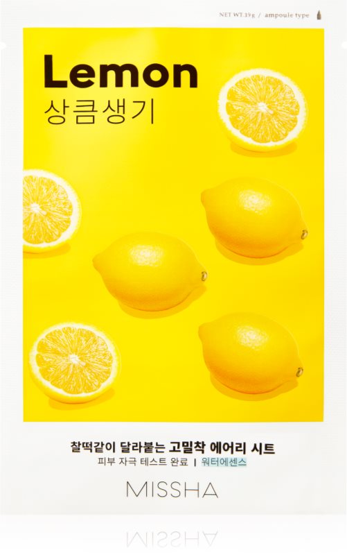 Missha Airy Fit Lemon maska iz platna za posvetlitev in vitalnost kožo