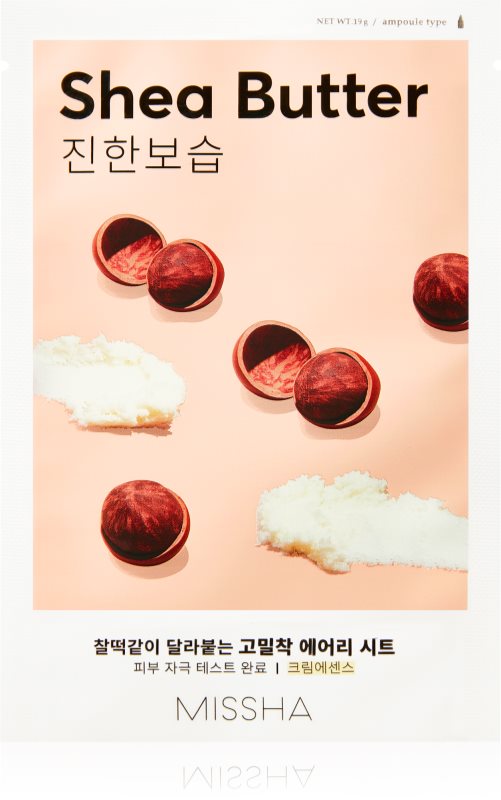 Missha Airy Fit Shea Butter maska iz platna z visokim vlažilnim in hranilnim učinkom