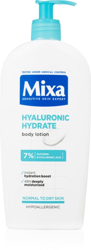 MIXA Hyalurogel intenzivní hydratační tělové mléko pro suchou a citlivou pokožku
