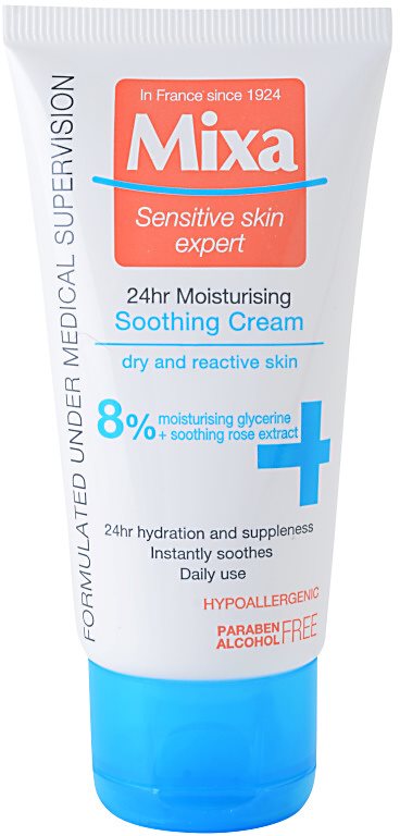 MIXA 24 HR Moisturising crema hidratante y calmante para pieles sensibles e intolerantes