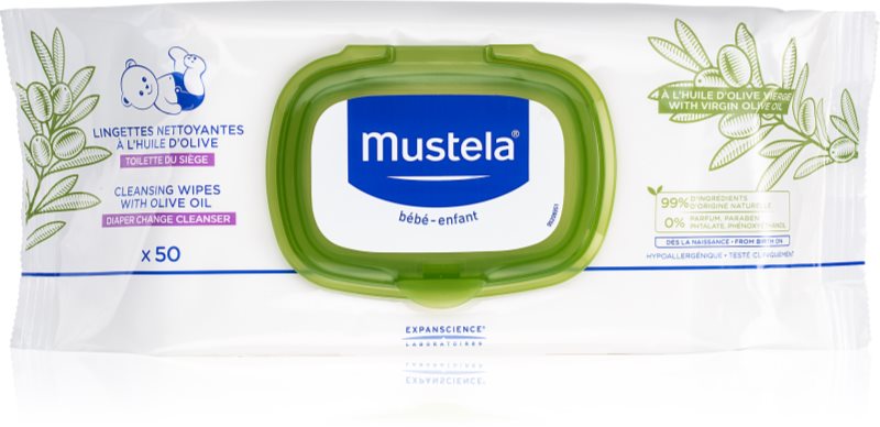 Mustela Bébé vlažni čistilni robčki za otroke z oljčnim oljem