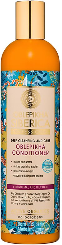 Natura Siberica Sea-Bucktorn condicionador para limpeza profunda para cabelo normal a oleoso