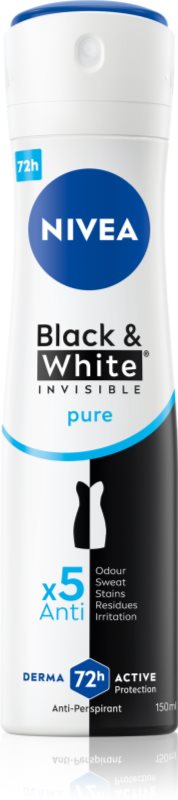 Nivea Invisible Black & White Pure antiperspirant deodorant proti bílým a žlutým skvrnám