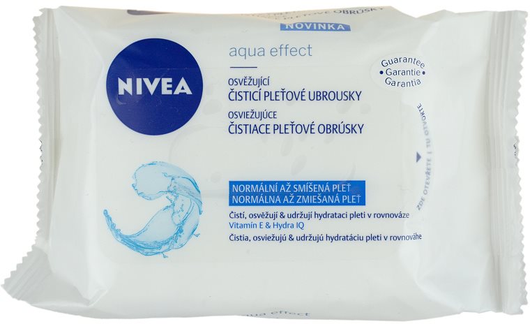 Nivea Aqua Effect reinigende Erfrischungstücher für normale Haut und Mischhaut