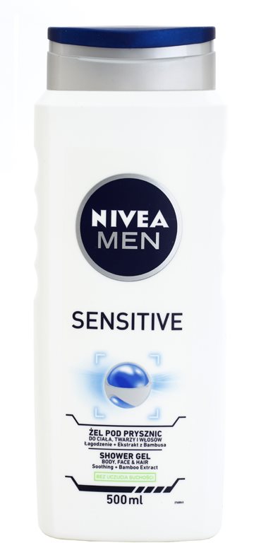 Nivea Men Sensitive gel de duche para rosto, corpo e cabelo
