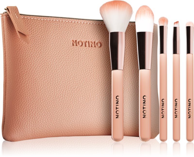 Notino Glamour Collection Travel Brush Set with Pouch potovalni set čopičev s torbico