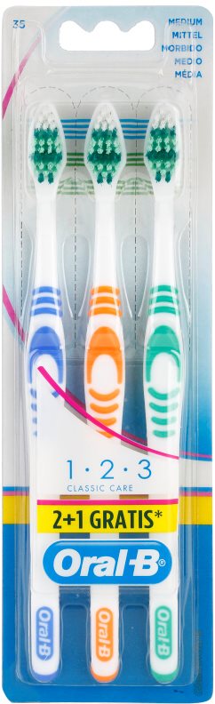 Oral B 1-2-3 Classic Care Medium Toothbrushes 3 pcs