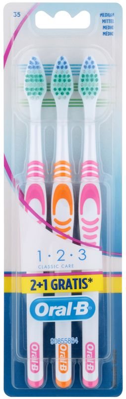 Oral B 1-2-3 Classic Care escovas de dentes média 3 pçs