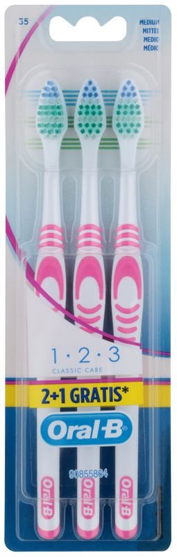 Oral B 1-2-3 Classic Care Medium Toothbrushes 3 pcs
