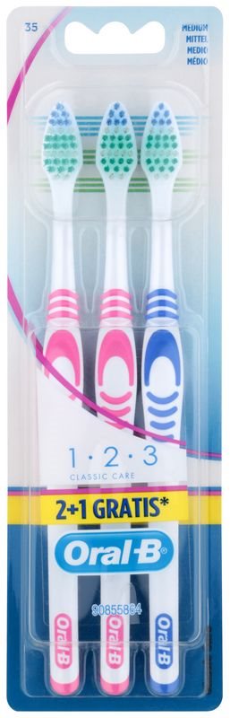 Oral B 1-2-3 Classic Care zubní kartáčky medium 3 ks