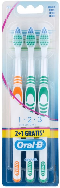 Oral B 1-2-3 Classic Care cepillo de dientes medio 3 uds