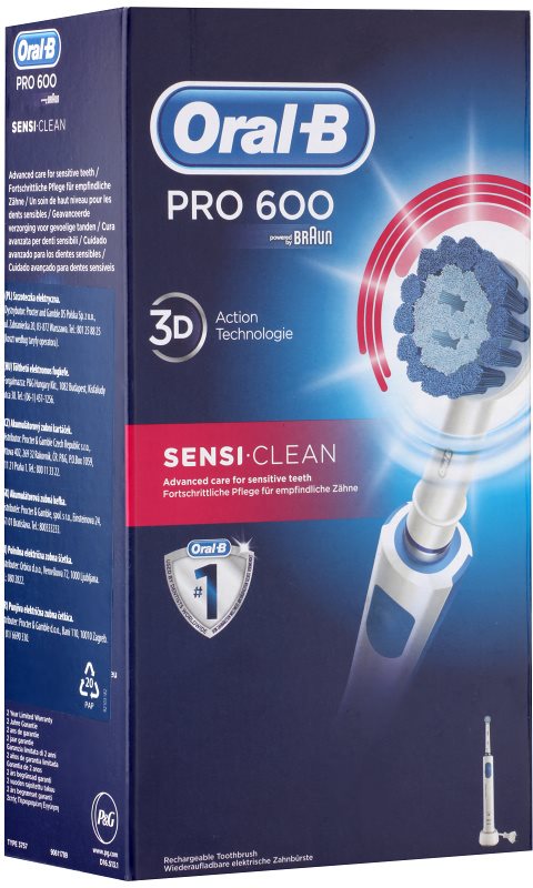 Oral B Pro 600 D16.513.1 Sensi Clean elektryczna szczoteczka do zębów