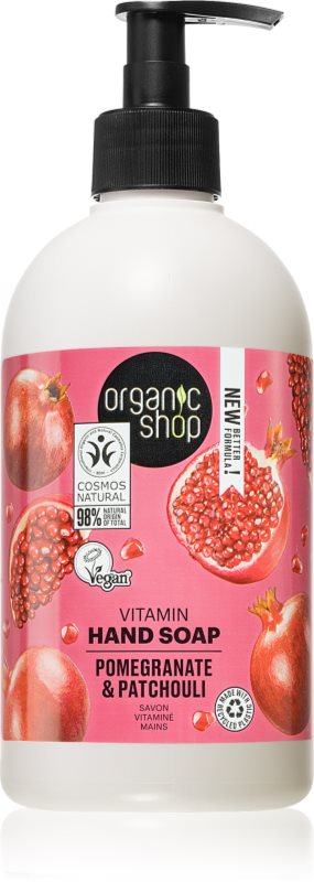 Organic Shop Organic Pomegranate & Patchouli Ošetrujúce tekuté mydlo na ruky s pumpičkou